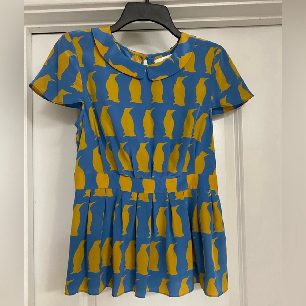 Anthropologie Charlotte Taylor Penguin Peplum Silk
Top, 4